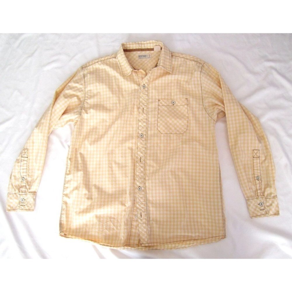 Men Heritage Red Head Co Gingham Metal Button Up Long Sleeve Shirt Sz M (MT255)